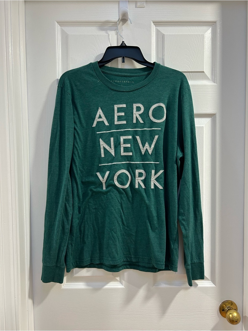 Aeropostale Dark Green Long-Sleeve Tee with White AERO NEW YORK Print
